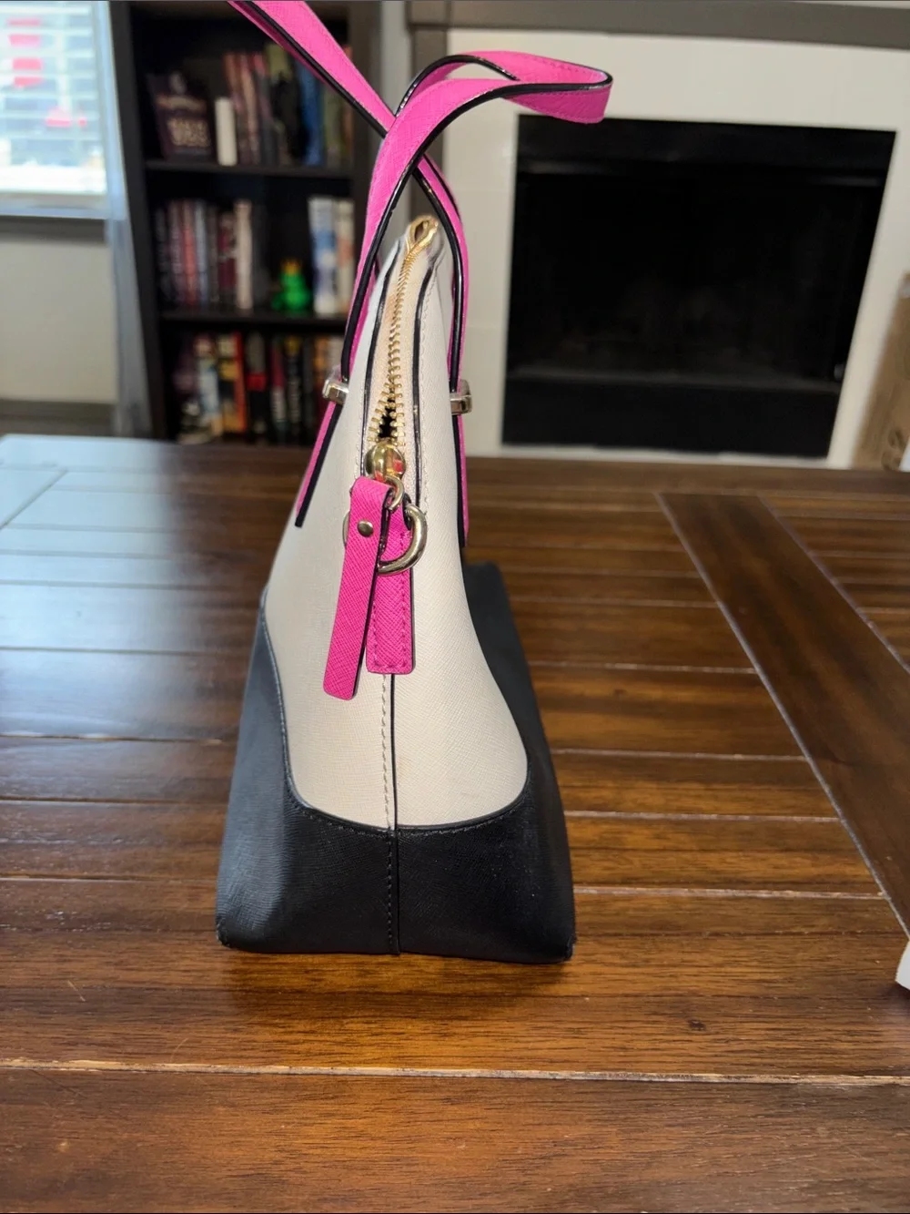 kate spade Cream, Black & Hot Pink Dome Satchel